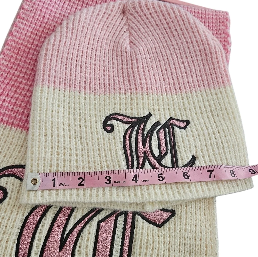 Juicy Couture Cream/Pink Blend Matching Beanie & Scarf